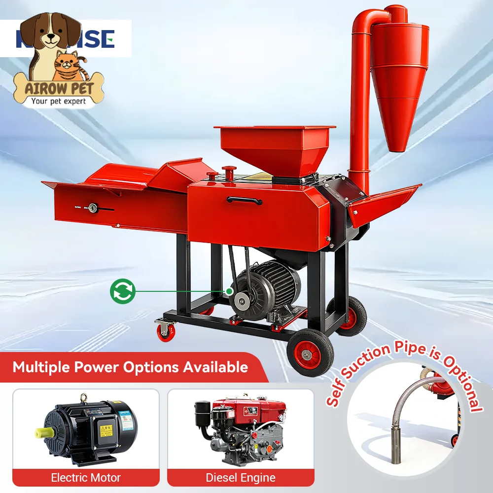 AIROW Chaff Cutter Crusher Machine with Electric and Diesel Power for Feed Cutting, Kneading and Crushing on Farms