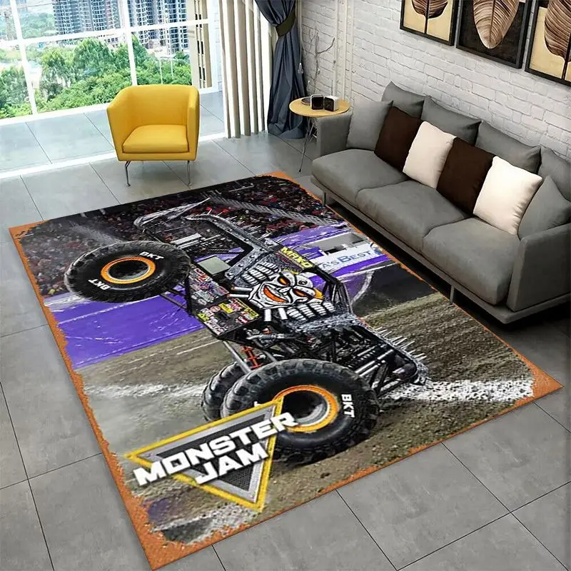 Cartoon Monster Truck Monster Jam Non-Slip Area Rug for Living Room,Bedroom,Playroom,Carpet Floor Mat Home Decor Rug  Room view 6