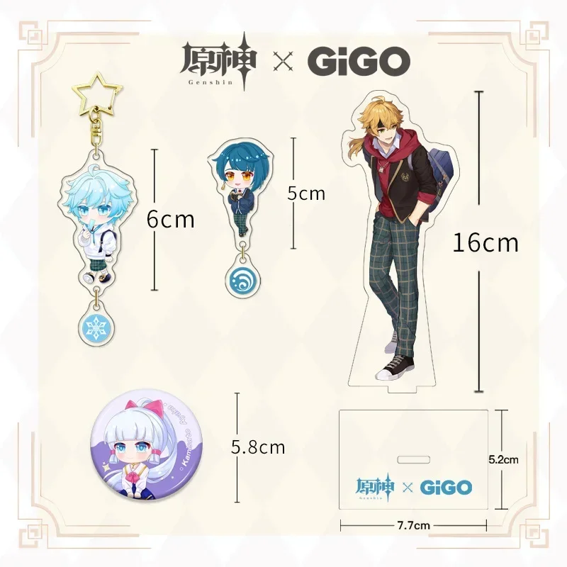 Yuanshen Gigo Dk Jk Serie Chongyun Xingqiu Thoma Ayaka Sleutelhanger Acryl Stand Game Goederen Collectie Bureau Display Ornament Cadeau