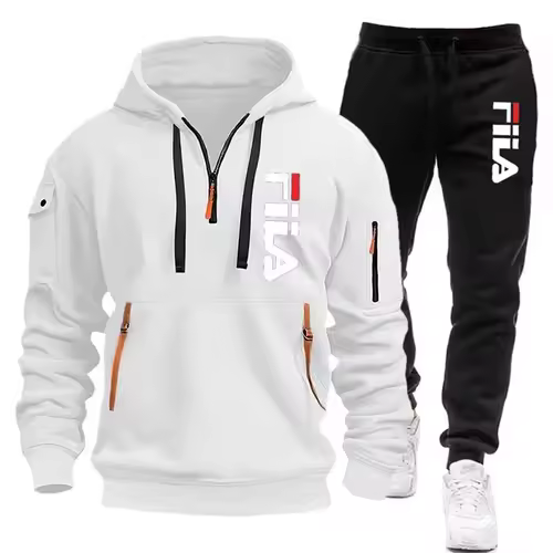 Two sets of 2025 new fashionable men's sportswear, a zippered hooded sweatshirt and sweatpants, for casual fitness and jogging - Image 9