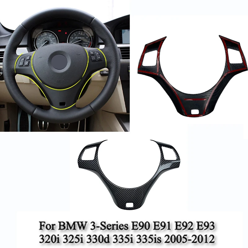 

For BMW 3 Series E90 E91 E92 E93 2005-2012 Carbon Fiber Car Steering Wheel Trim Car Steering Wheel Decoration Cover accessorie