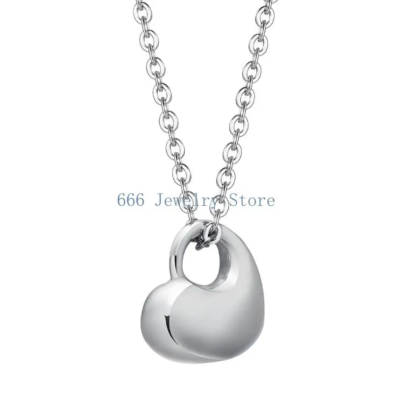 F2TD Daily Memorial Necklace with Heart Memory Pendant in Steel for Low Profile Wear and Sympathy Gift Use