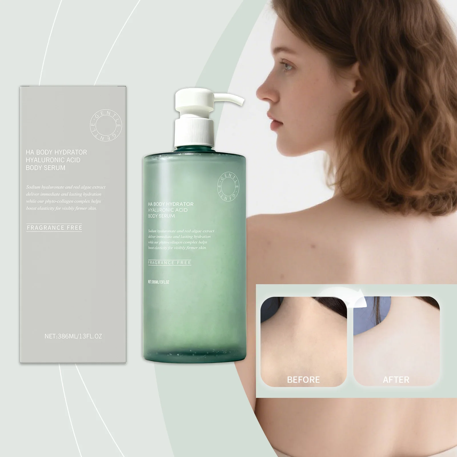 Hyaluronic Acid Body Serum Moisturizing Nourishing Refreshing Non Greasy Fast Hydrating Soft Smooth Care Skin Elasticity 386ml