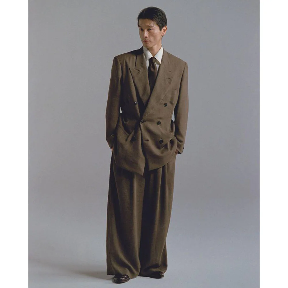 Classic Popular Loose Fashion Men Suits 2 Pieces Jacket Pant Double Breasted Classic High Quality Male Clothing 2025 Stylish