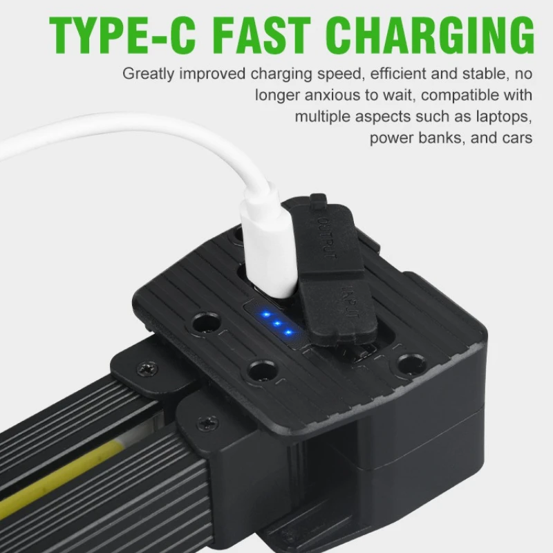 90° Rotation COB Work Light USBC Rechargeable Bright Flashlight 7 Modes Portable Camping Torch Outdoor Waterproof Emergency Lamp