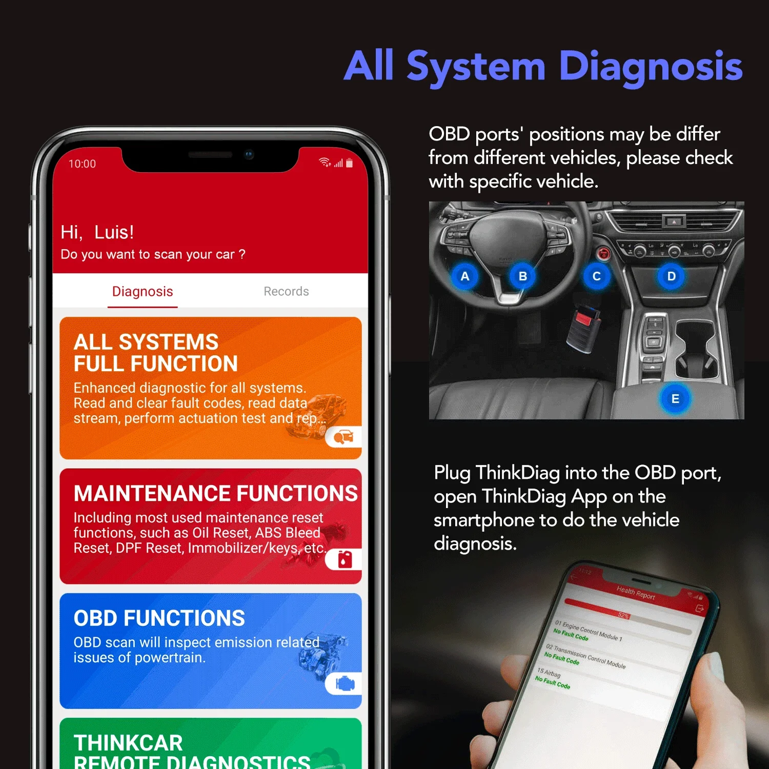 Thinkdiag Old Version Support D Software All System and Thinkcar Thinkdiag New Version With 1year Free OBD Scanner Tool