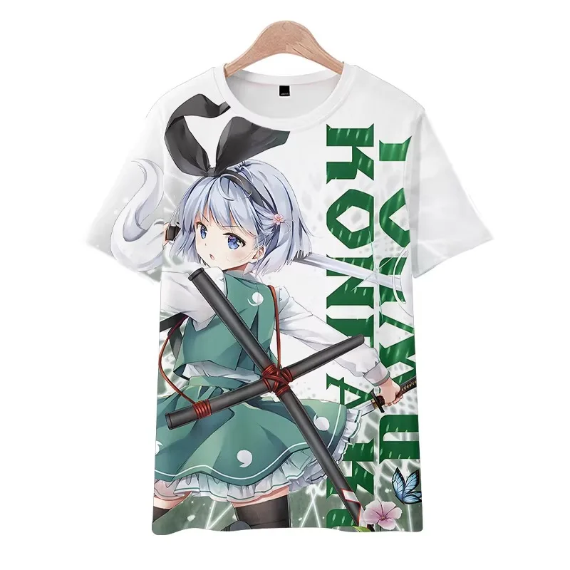 Touhou Game Youmu Konpaku Character Anime T-Shirt Unisex Men Women Tee Shirt Short Sleeve Tops