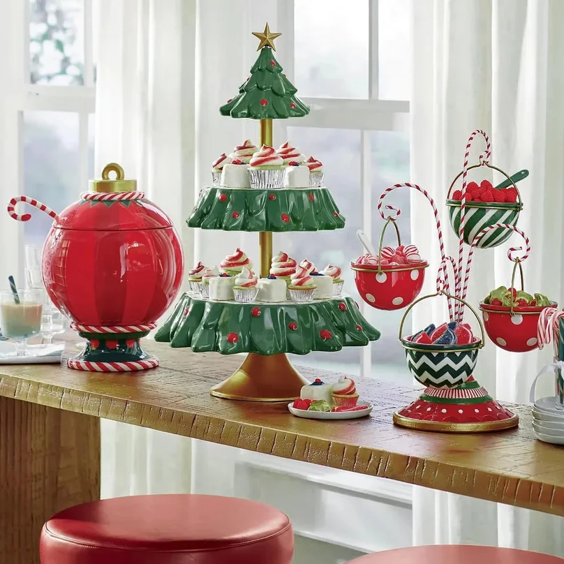 Xmas Food Snacks - Vassoio a doppio strato per snack