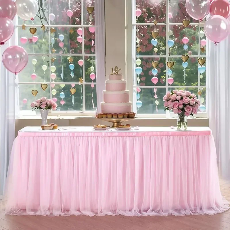 

6/9/14FT Table Skirts Birthday Tulle Table Skirting Wedding Party Tutu Tulle Table Skirt Baby Shower Wedding Party Home Decor