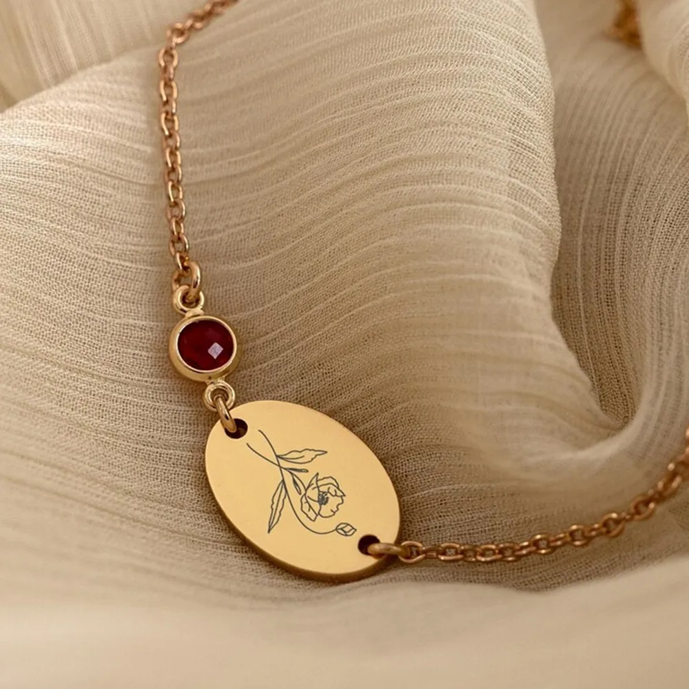 مخصص الولادة زهرة سوار هندسي جولة شخصية الميلاد مجوهرات أساور للنساء عيد الميلاد المعمودية هدية #4