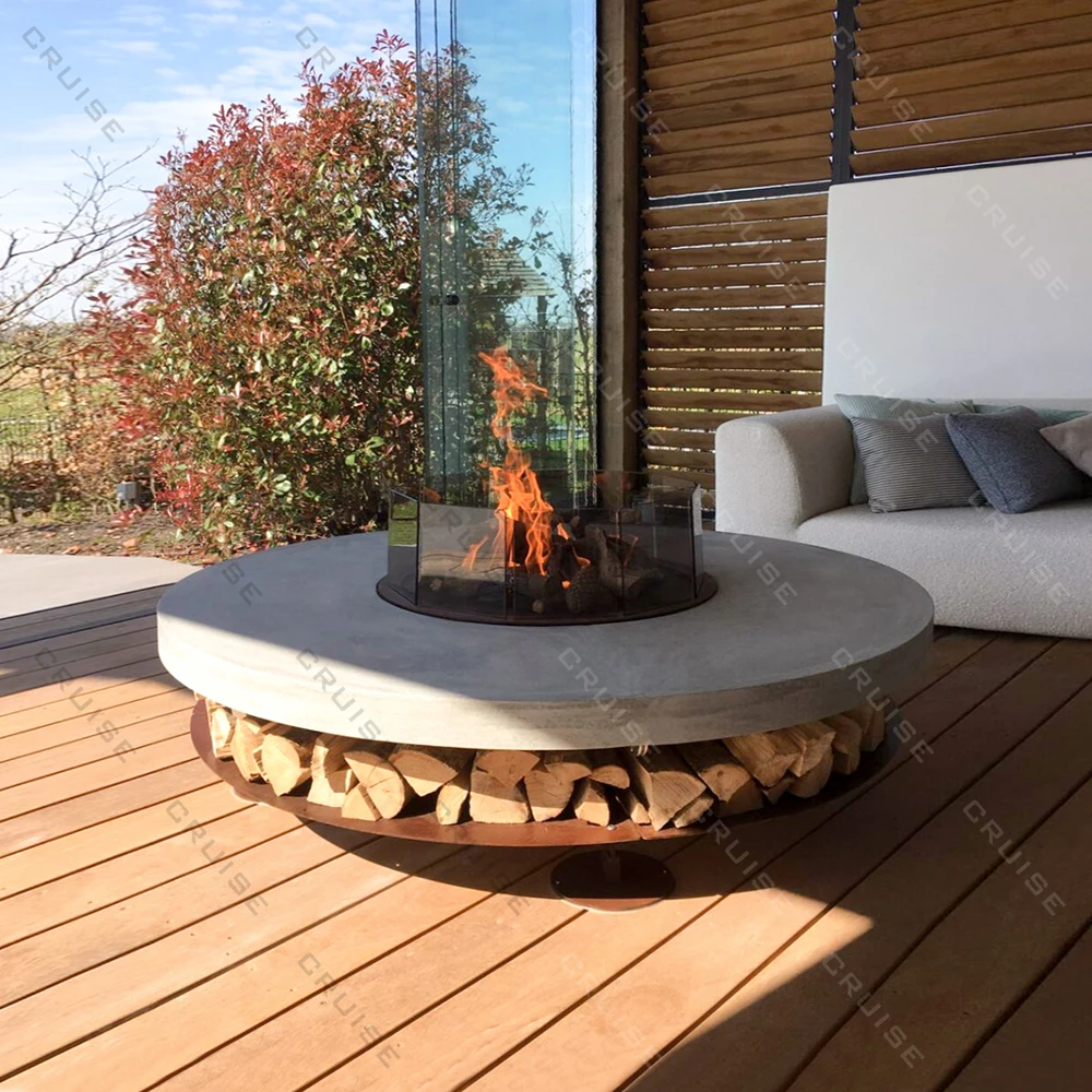 High Temperature Resistant Wood/Gas/Alcohol/Atomized/Electronic Table Fireplace With BBQ 1000mm Freestanding Fire Pit