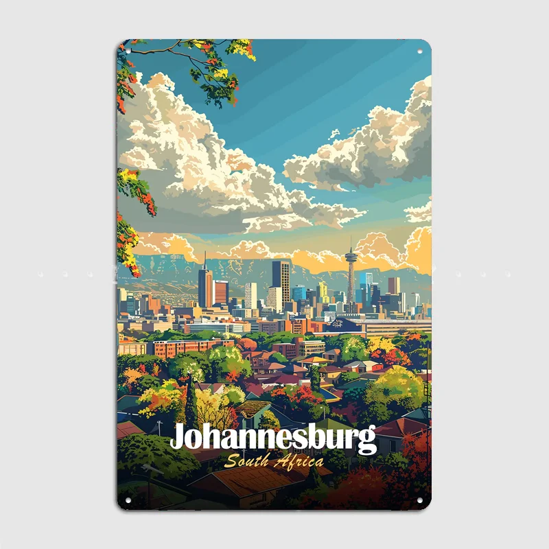 Home Decor Johannesburg - Panneau métallique personnalisé avec paysage urbain