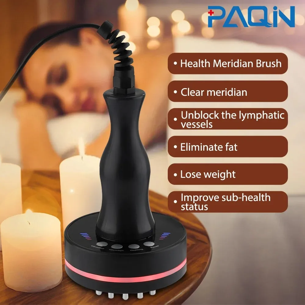 

Electric Meridian Brush Gua Sha Body Massager Vibrate Microcurrent Hot Compress Scraping Lymphatic Drainage Machine Fat Burner