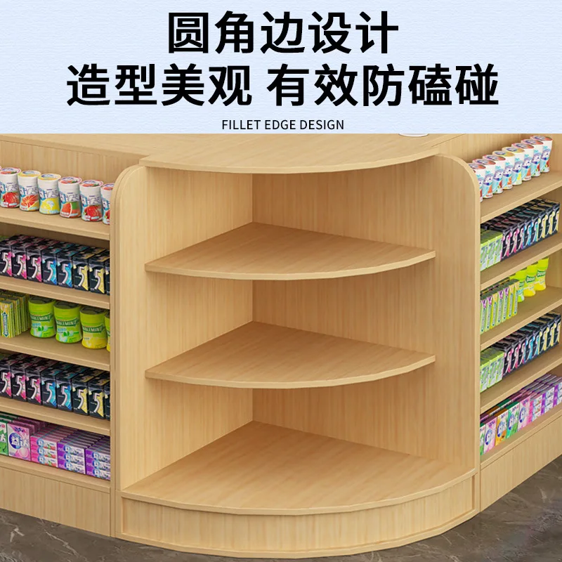 Customized. Simple Corner Modern Steel and Wood Cashier Supermarket and Convenience Store Wine Cabinet Smoke Pusher Small Combin