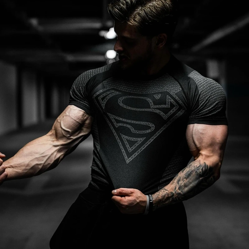 2025 الرجال تشغيل تي شيرت رياضي التدريب سريعة الجافة ضيق قصيرة الأكمام قميص كمال الاجسام ضغط اللياقة البدنية المحملة القمم الرجال الملابس #2