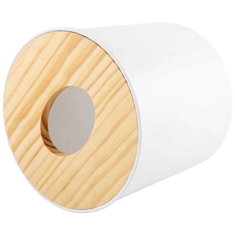 newA10R Wooden Cover Round Roll Paper Tissue Tube Household Removable Mini Wooden Tissue Box