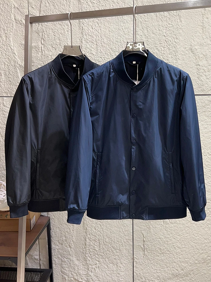 

Lightweight Waterproof Men's Casual Baseball Collar Jacket Versatile Outerwear Trendy Standard Fit Long Sleeve Polyeste...