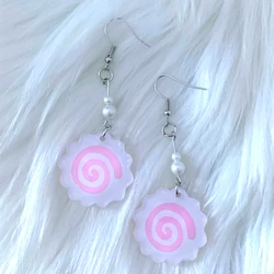 Kawaii Jewelry Pink Cake Roll Earrings Cute Vintage Harajuku Earrings Women Accessories Korean Fashion Charm Aesthetic Earrings