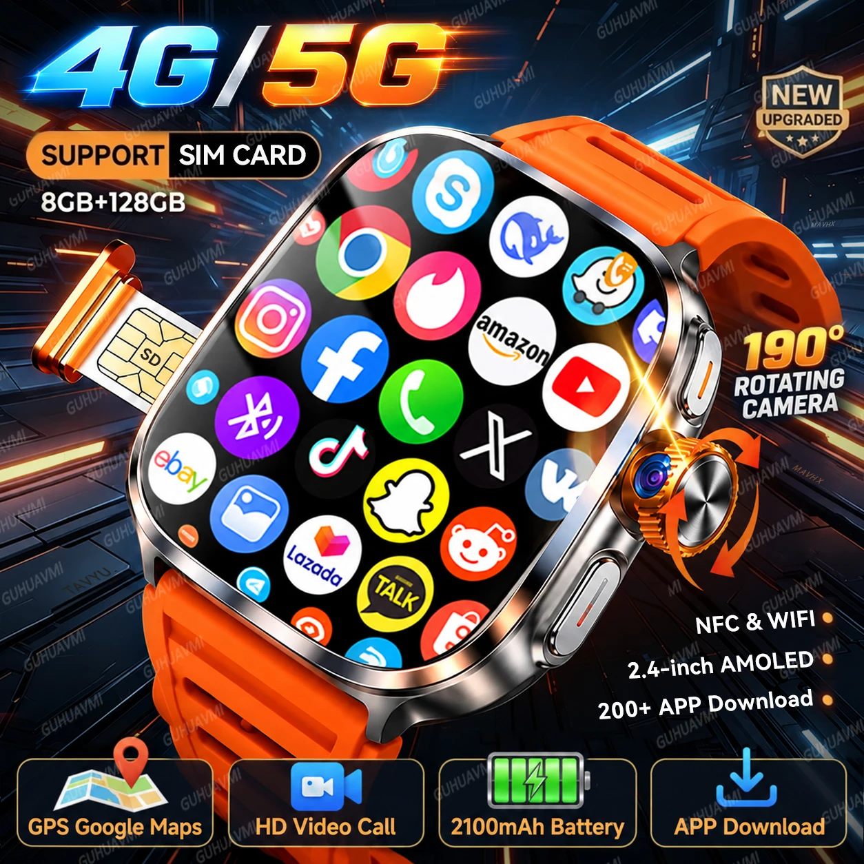 Men'S Fashion App - 2026New 4G/5G Fashion Smartwatch SIM 128GB