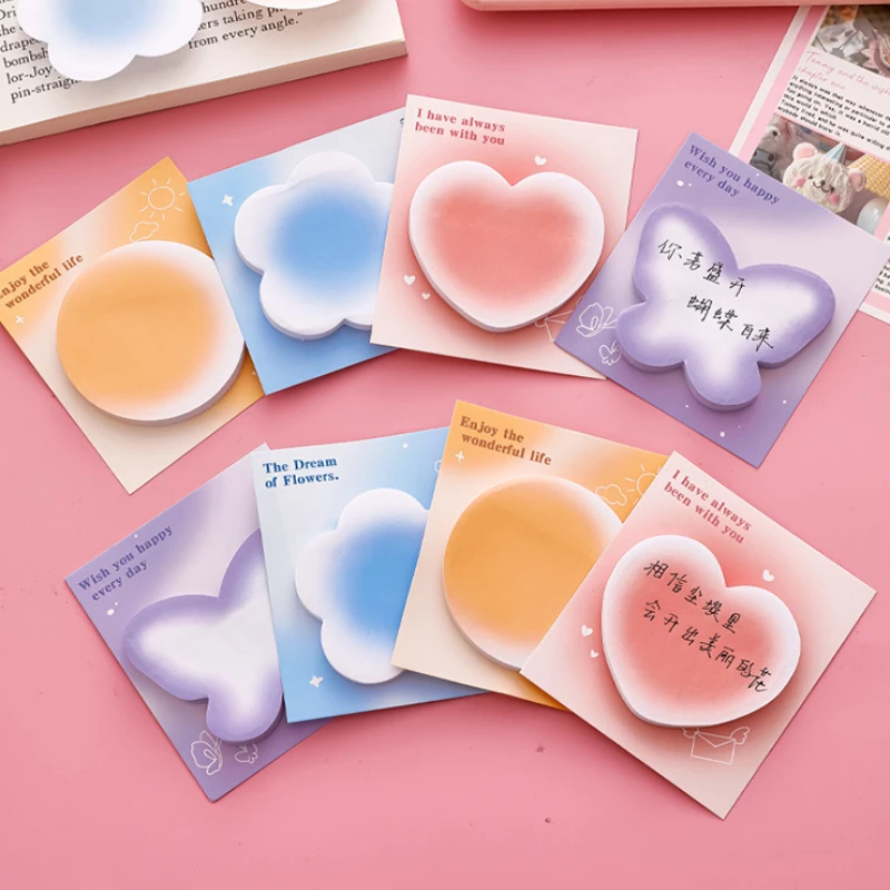 30Sheets Cute Special Shape Gradient Sticky Note Self-adhesive Memo Pad Girls' To-do Note Sticker Kawaii Bubble Pocket Notepad