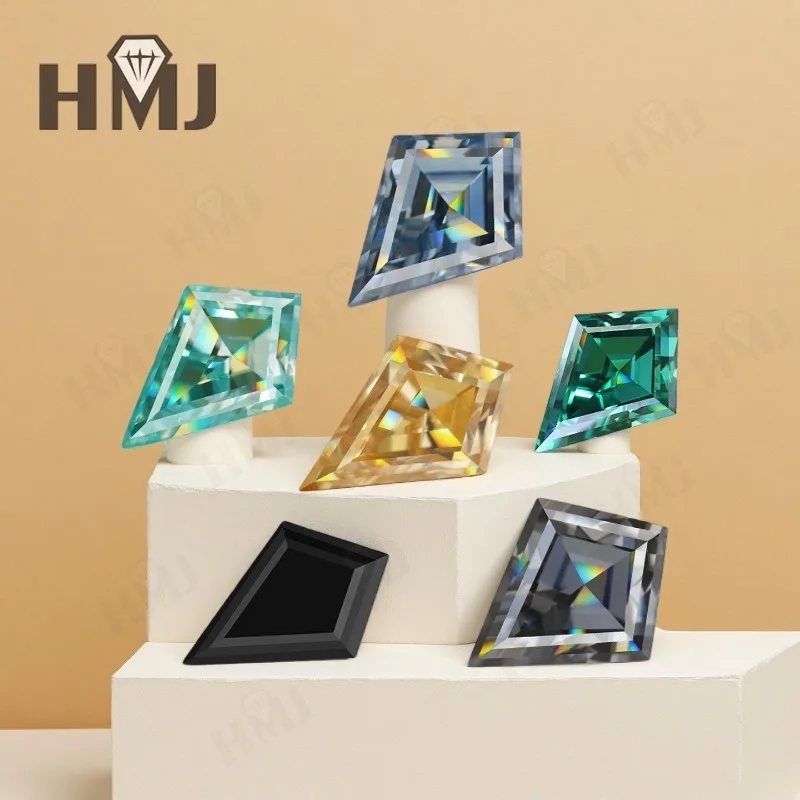 Lab Grown Moissanite Loose Stones Kite Cut Green Beads Supplies Top Quality No Fade Advanced Jewelry Making Materials DIY Charm