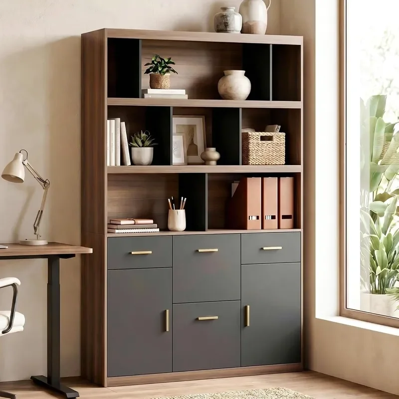 74.8 Tall File Bookcase with 4 Drawers Cabinet Wide Bookshelf
