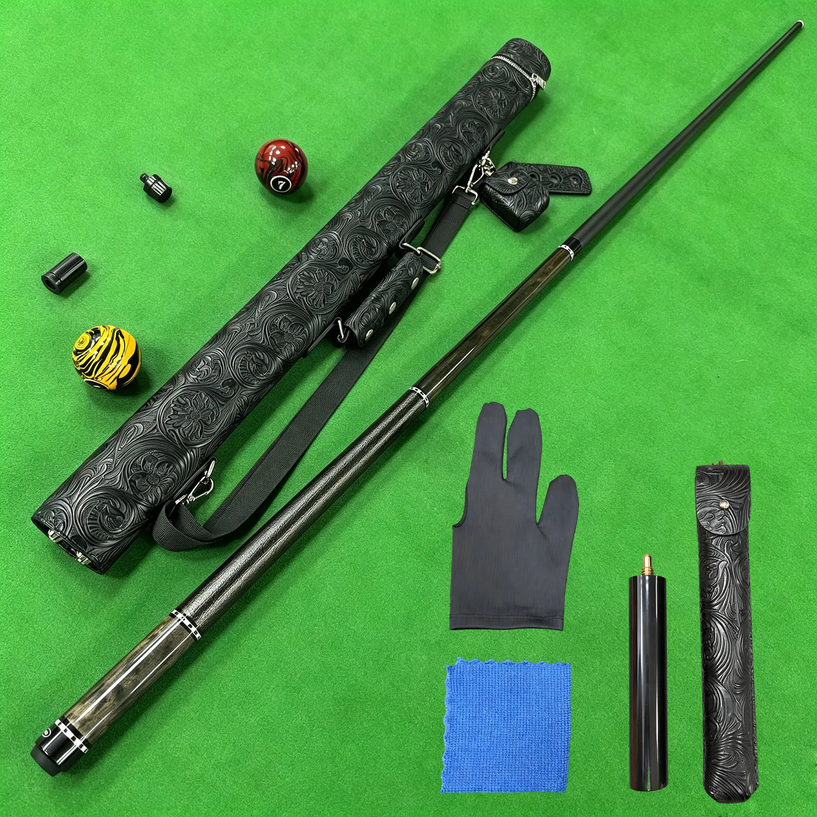 Professional Billiard Cue Set with 12.5mm Tip, Stainless Steel 8-thread Slow Joint for American 9-Ball, Perfect Holiday Gift