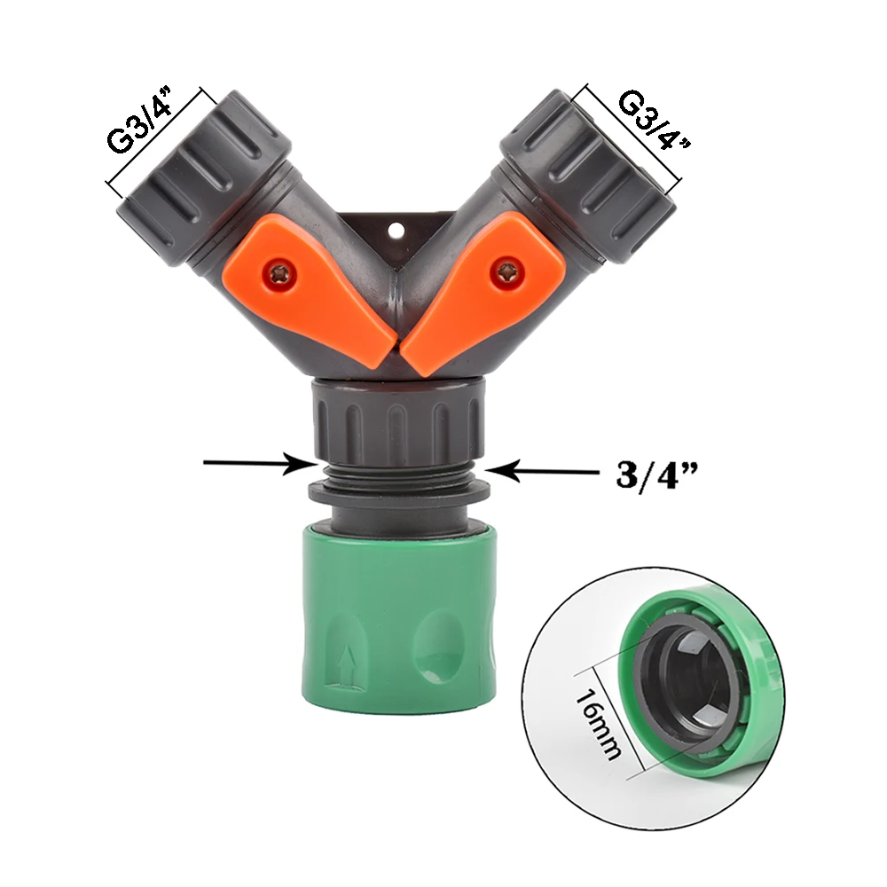 1/2 3/4 Gewinde 2-Wege-Wasserhahnschlauch Wassersplitter Gartenhahn Y-Splitter Bewässerungsarmaturen Einstellbare Schalterverbindungen