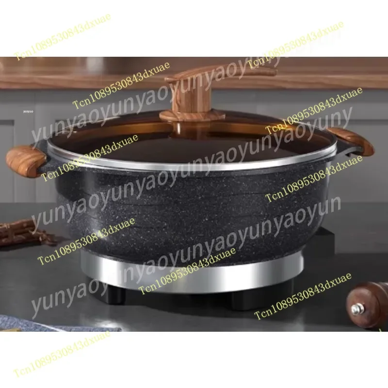 Electric Non-Stick Frying Pan, Multifunctional Cookware with Adjustable Temp for Hot Pot Steaming Boiling Stir Fry
