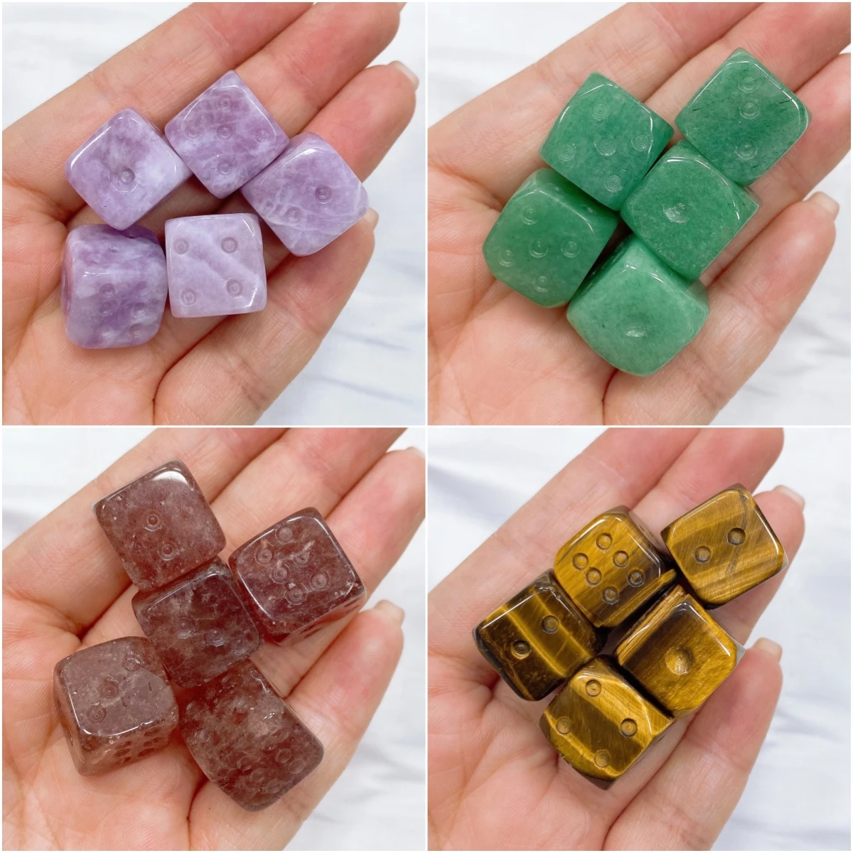 15MM Natural Dice Figurine Crystal Quartz Stone Digital Toy Party Trick Magic Novelty Toy Strange Room Decoration Gift