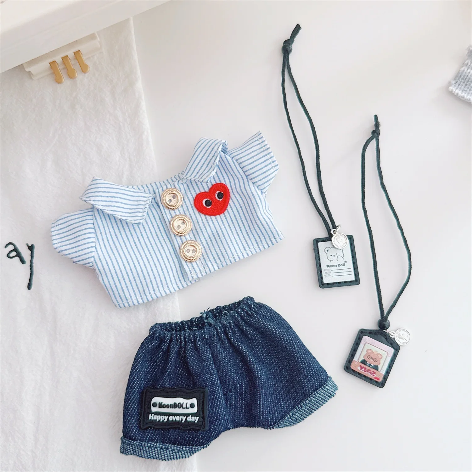 

Одежда для куклы Labubu 15/17 см, полосатая рубашка, брюки, нарядные аксессуары для кукол, игры для сидения, подарок на Рождество, день рождения, игрушки