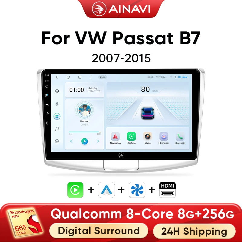 Ainavi autoradio für volkswagen vw passat b7 b6 cc drahtloses carplay android auto auto multimedia