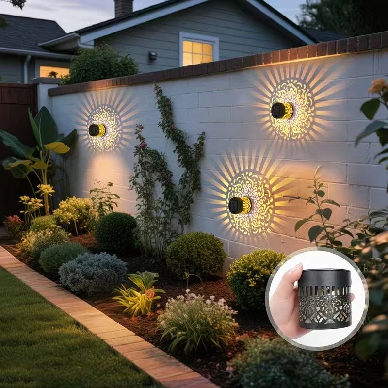 Iron Mandala Hollow Pattern Projection Lamp-Powered Wall Lamp Courtyard Decorative Lamp Lawn Atmosphere Light