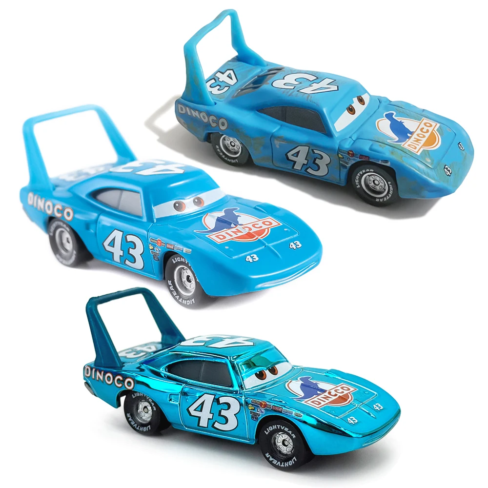 New Pixar Cars Anime Model Battle-Damaged Car King 43 Strip Weathers Dinoco Child Toys 1:55 Metal Die Casting Child Gifts