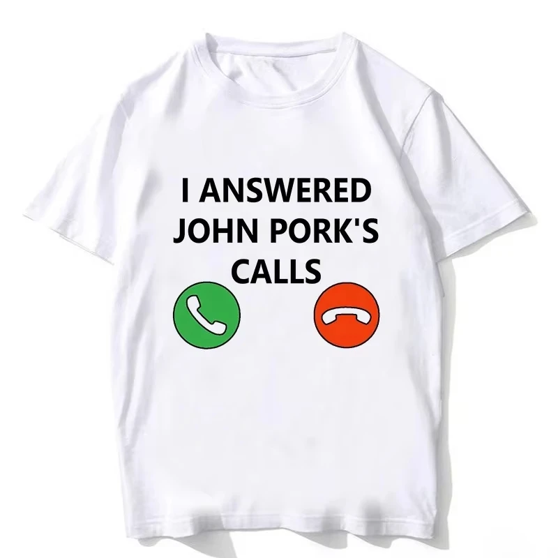 John Pork Is Calling Answer Call Phone Women Humor Funny Pig Lover Graphic Tee Top Harajuku Sleeve Casual Aesthetic Clothes