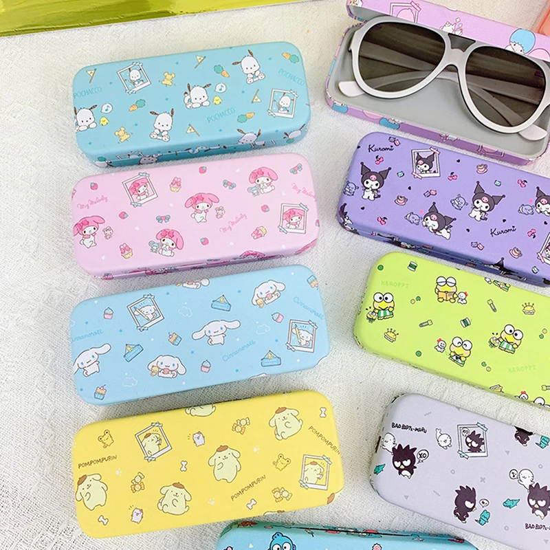 Fashion Sanrios Kawaii Glasses Case Anime Kuromi My Melody Hello Kitty Portable Anti-Fall Sunglasses Storage Box Empty Container