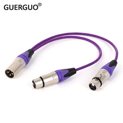 GuerGuo Balanced XLR Mic Y Splitter Audio Cable 2 Female to 1 Male XLR Plug Mic Adapter Cable XLR Male to Dual XLR Female Y Cord