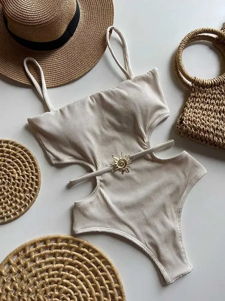 Women Criss Cross Tie Back Halter Monokini Swimsuit One Piece Cut Out Tummy Control Bathing Suit Female Brazil Swim Suit S140