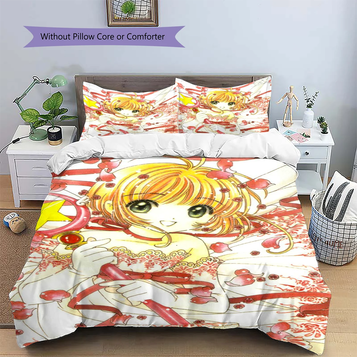 Cardcaptor Sakura Bedroom Ornament Nice Fan Gift Anime Daily Use Bedding Patterned Duvet Cover Set -xia05
