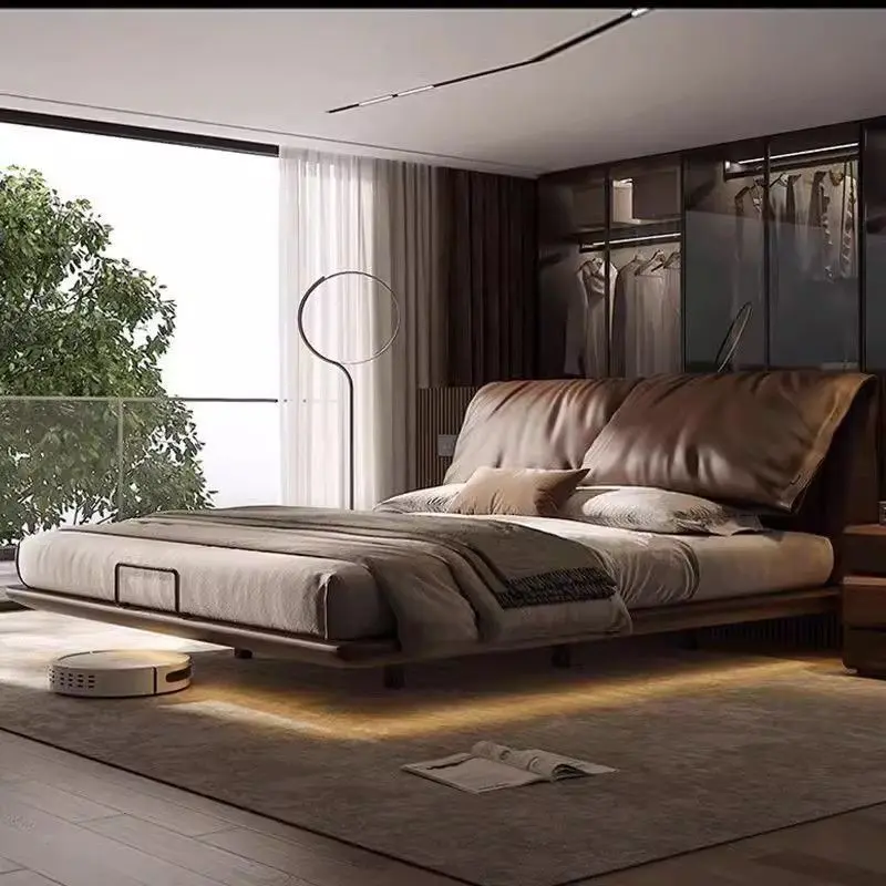 

Suspended bed light luxury modern simple master bedroom simple minimalist bed soft bag bed