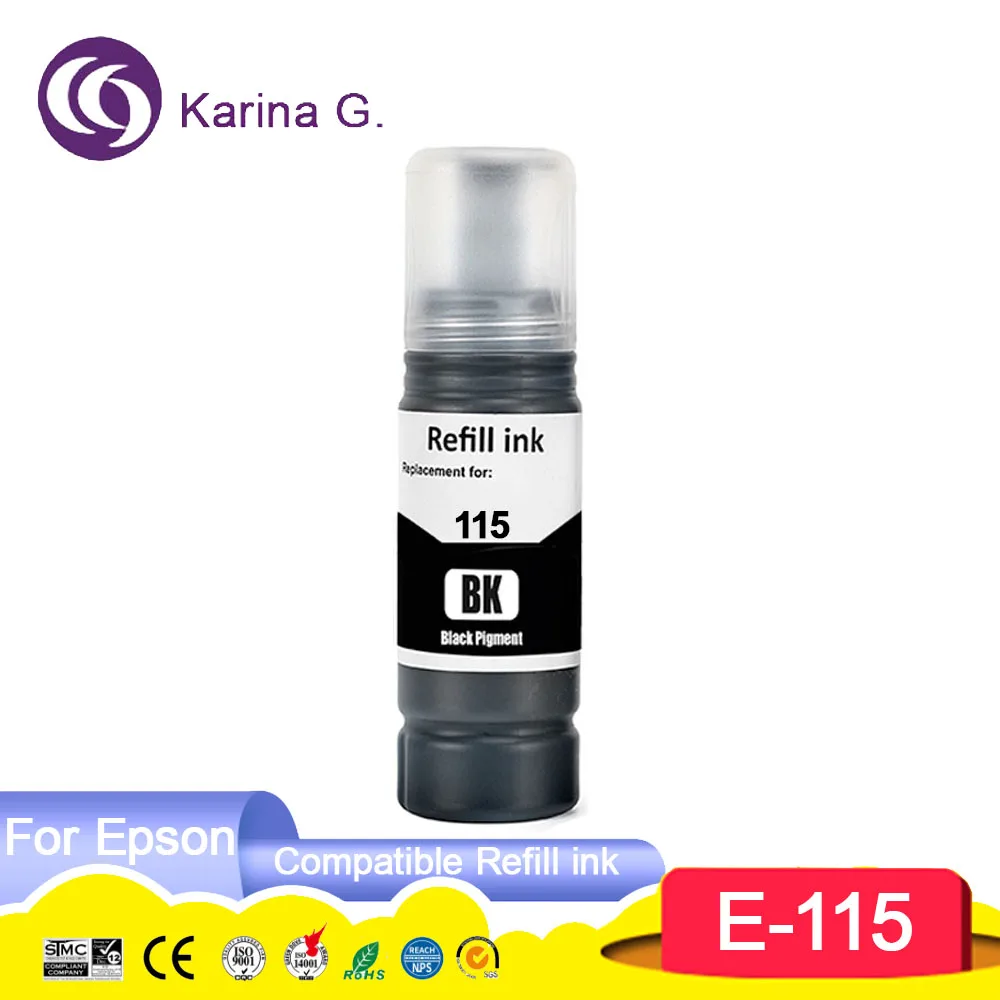 115 T115 Premium Compatible Bulk Bottle Water Based Refill Ink for Epson EcoTank L8160 L8180 Printer