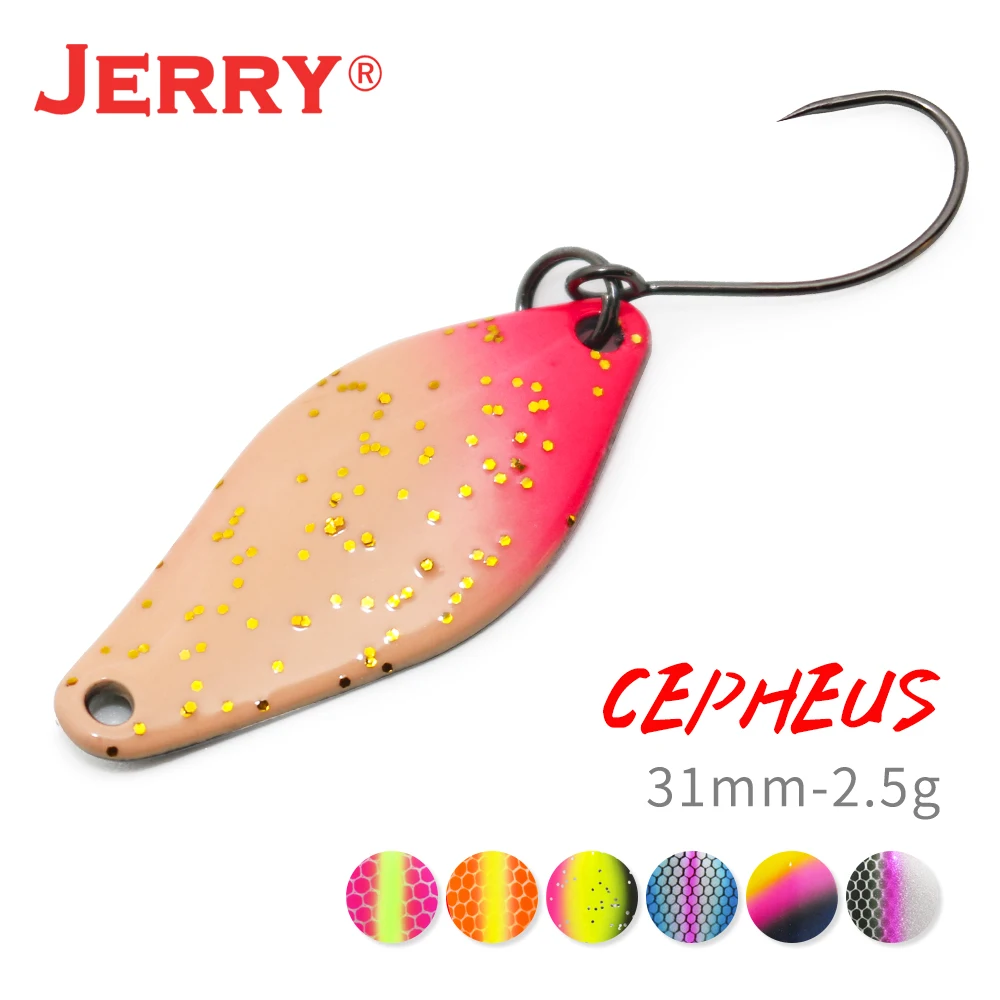 Jerry Cepheus Trout Lures Mini Brass Fishing Spoons 2.5g Freshwater Spinner Bait Pesca Baubles Single Hooks Fishing Tackle