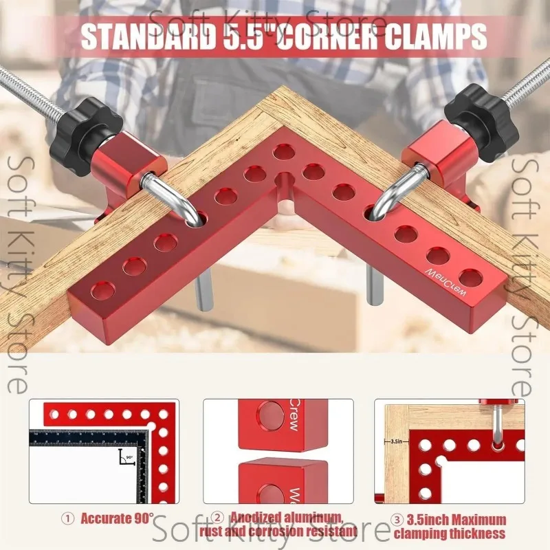 Corner Clamps for Woodworking Right Angle Clamping Aluminum Alloy Jig 90 Degree Positioning Tool for Woodworking Framing