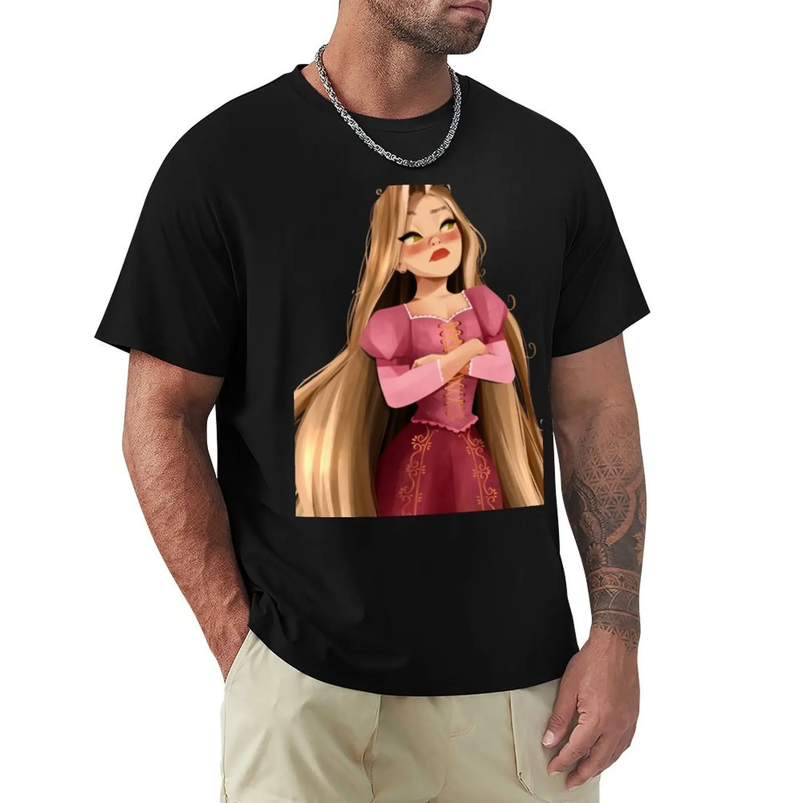The girl with long hair T-Shirt Athletic Fit Sports Short Sleeve Top