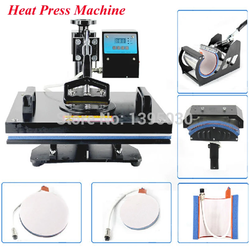 6 in 1 30*38cm T-shirt Swing Away Heat Press Machine/ Shaking Head Heat Transfer Sublimation Machine