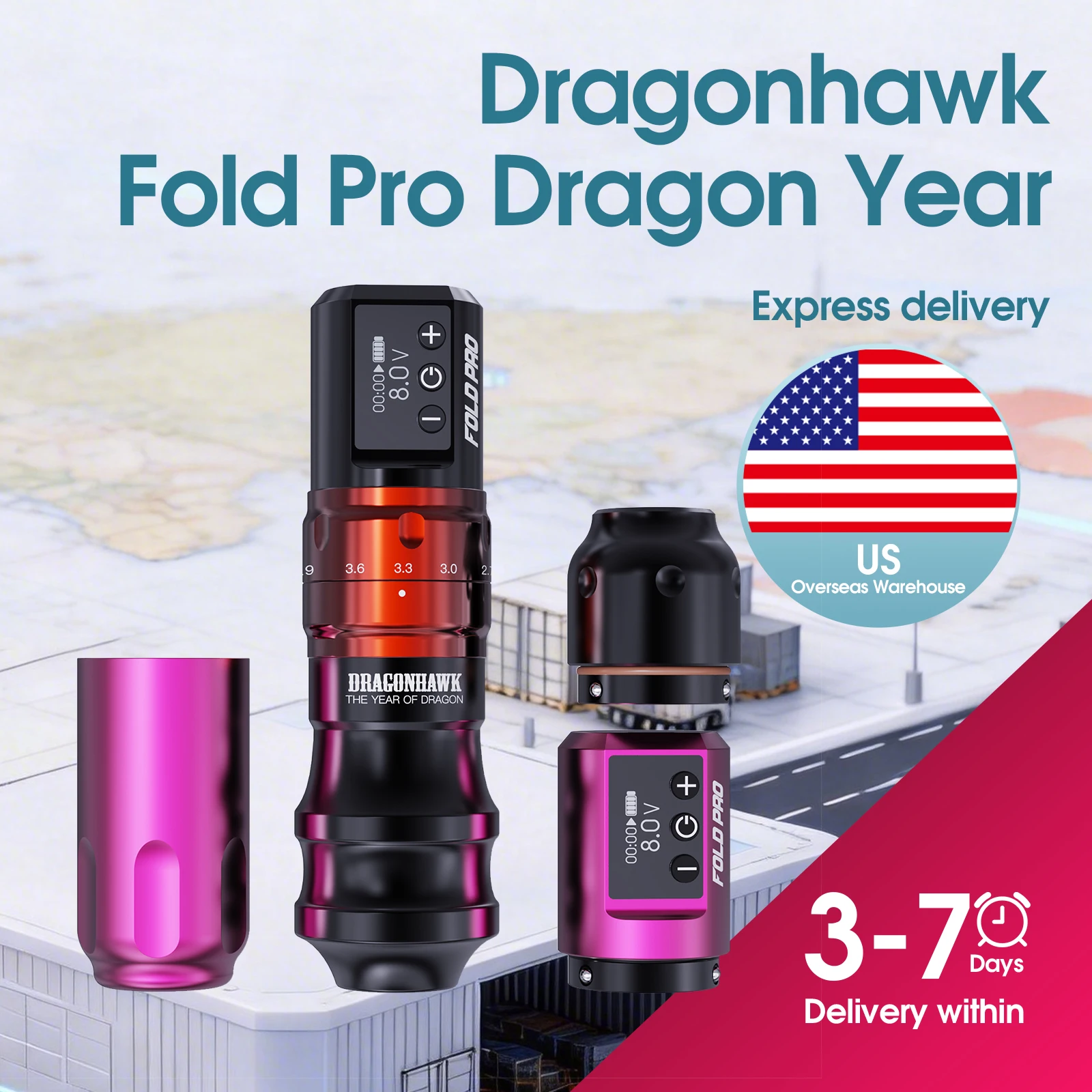 

Беспроводная тату-машинка Dragonhawk Fold Pro Dragon Year, ограниченная серия, 7 шт., 2,4-4,2 мм, 1500 мАч, 2 батарейки с большой ручкой