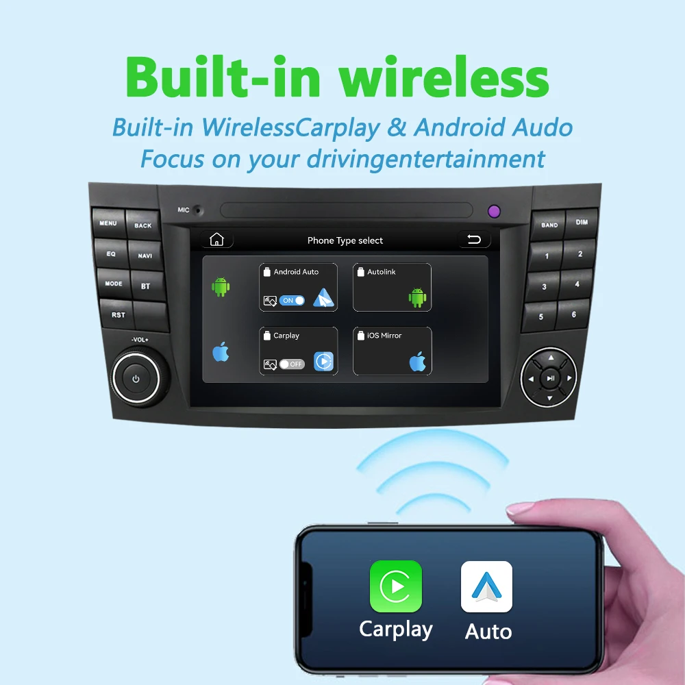 7''Linux Multimedia Player for Mercedes Benz E-class W211 E200 E220 E300 E350 E240 E280 CLS CLASS W219 with CarPlay Android Auto view 2