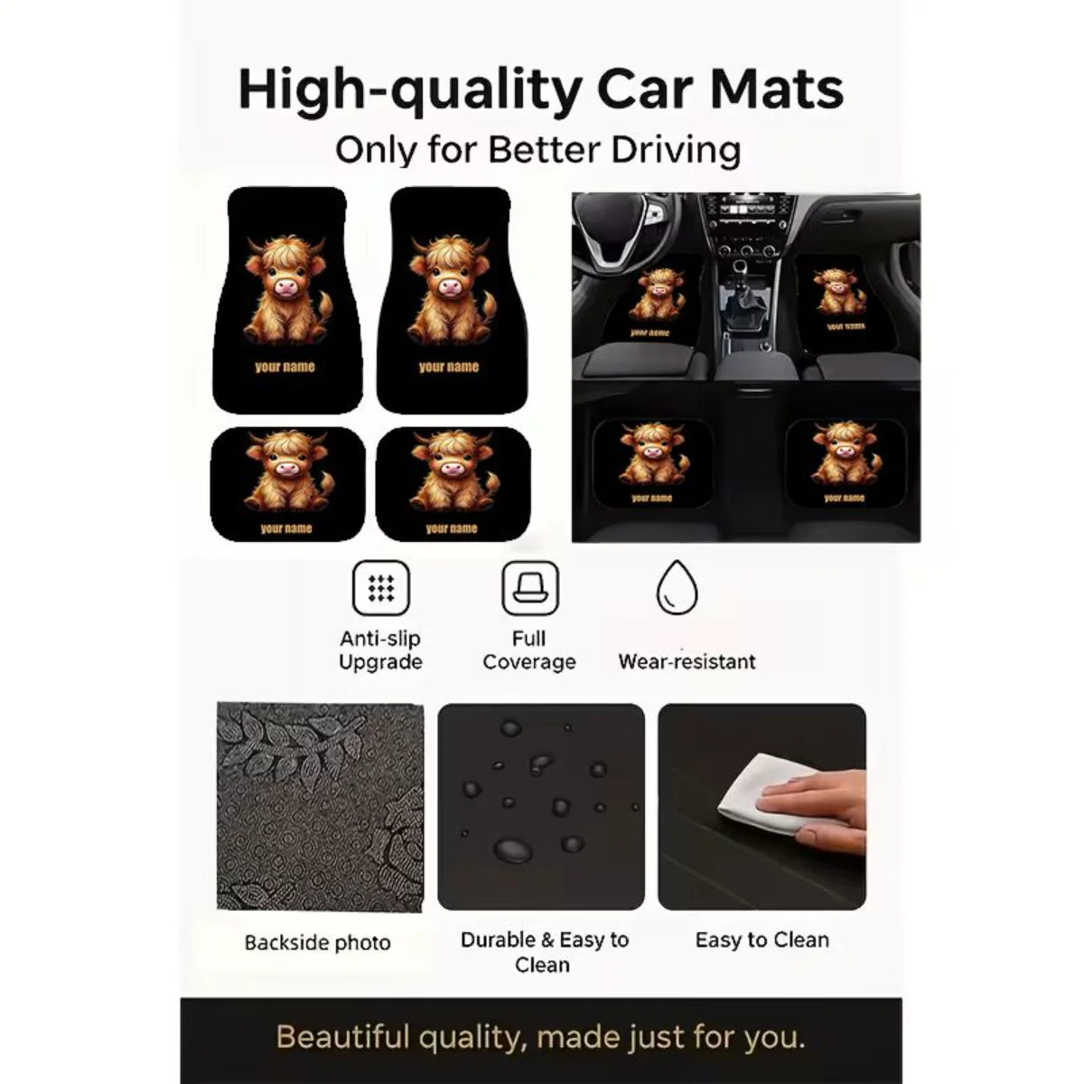 Universal 4 Pcs Car Floor Mats - Cow Mat Rubber ulasan dan harga