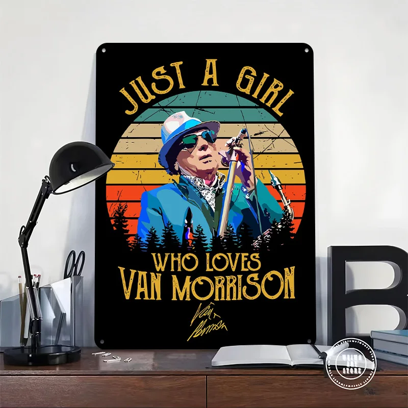 Van Morrison Fan T-Shirt 3D Texture Metal Poster Customized Wall Art Tin Sign Gift for Mancave Living Room Interior Decoration