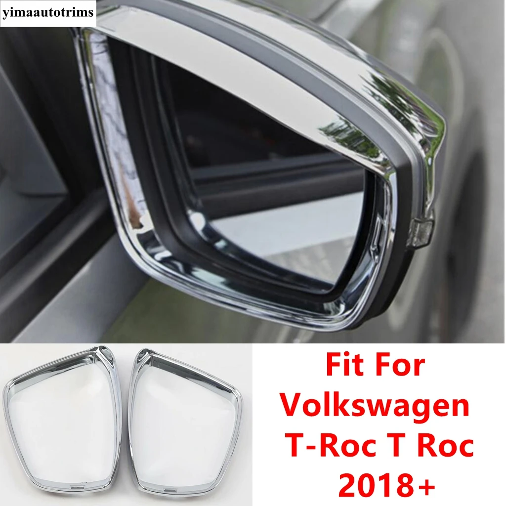 ABS Rearview Mirror Rain Shade Rainproof Eyebrow Frame Decorative Cover Trim Accessories For Volkswagen T-Roc T Roc 2018 - 2024